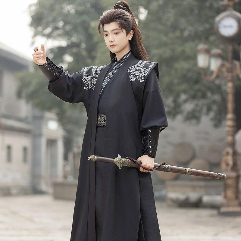 Chinese Song Dynasty Style Hanfu Jacquard Cross Collar Brodert Martial Arts Drakt