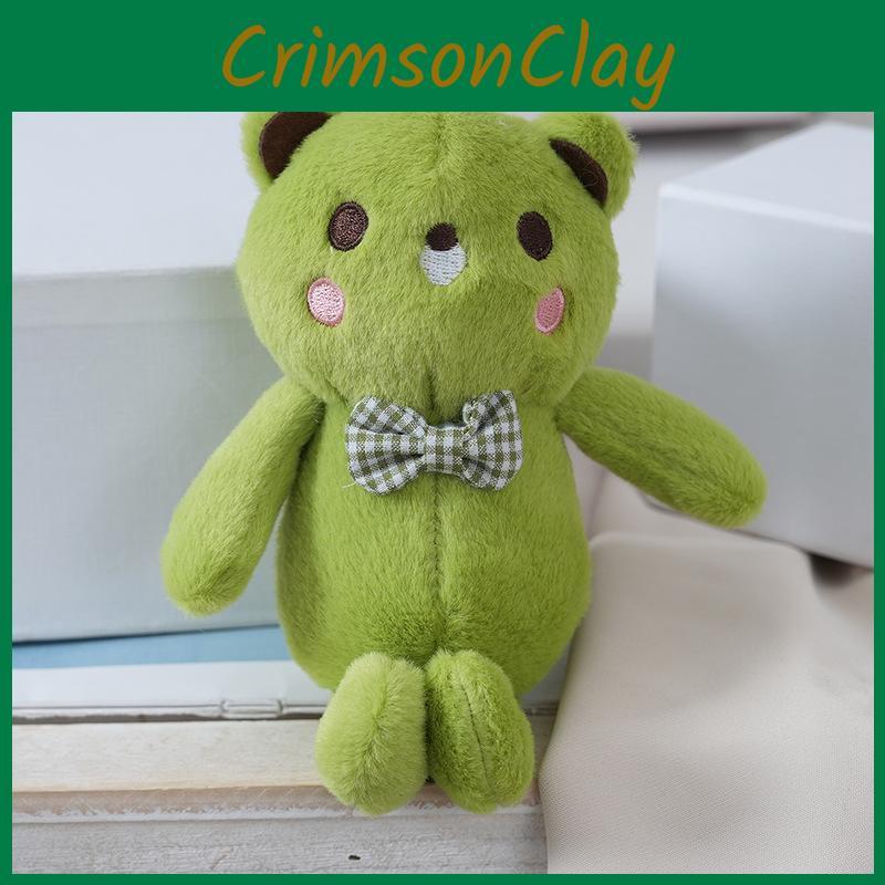Grid Tie Bow Teddy Bear Plush Toy  Soft Fill Doll Backpack Keychain Holiday Gift