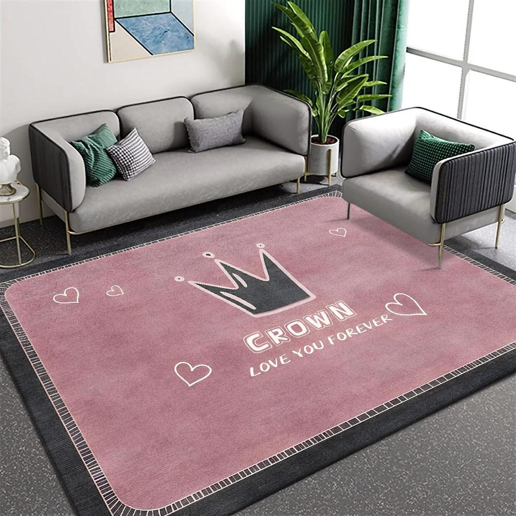 Moderner Luxus Geometrisches und Kronenmuster Teppich Rutschfest Weiche Bodenmatte Tisch- und Stuhlmatte Couchtischmatte für Heimdeko