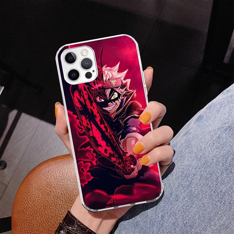 Black C-Clovers Anime Phone Case For iPhone 13 12 Mini 11 Pro Max XS XR X SE 7 8 Plus 5S 5 6S 6 Gift Print Cover Fundas
