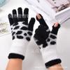 Gloves women's winter open fingers thickened warm male and female students writing cold-proof plush panda antifreeze gloves