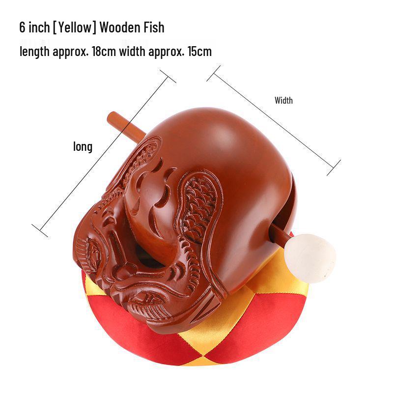 Camphor Wood Fish Percussion Instrument - Exquisitely Carved Solid Wood for Buddhist Chanting and Dharma Rituals