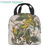 Large Lunch Bag Parrots On Branches Printed Insulated Lunch Box for Women and Men, Portable Lunch Box for Work Picnic Beach