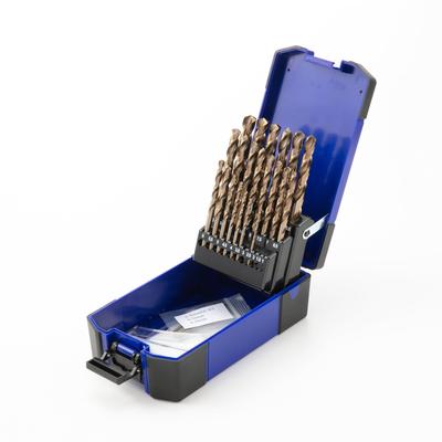 Jeu de forets Cobalt pour acier inoxydable et mallette ronde de ferronnerie Cobalt M35 trial-c, 25 pièces Fer, Queue, Foret, Inclus, Acier rapide,