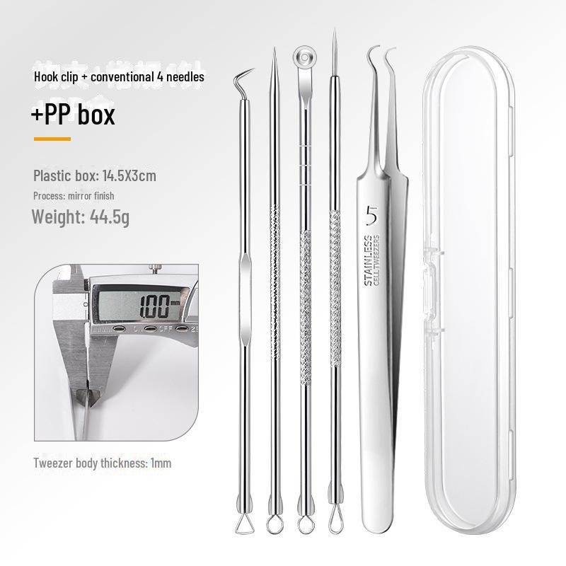 Stainless Steel Acne Needle & Blackhead Tweezers Set