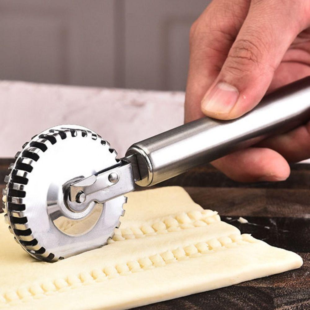 2pcs Crimping Edge Pie Cutter Wheel Stainless Steel Dumpling Embossing Maker Pastry Roller Dough
