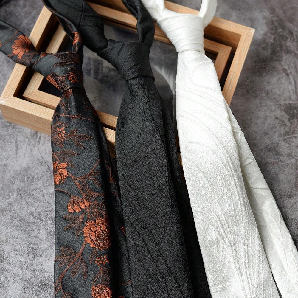 Three-dimensional craft tie black white retro versatile luxury high-end suit shirt accessories women and men young trend