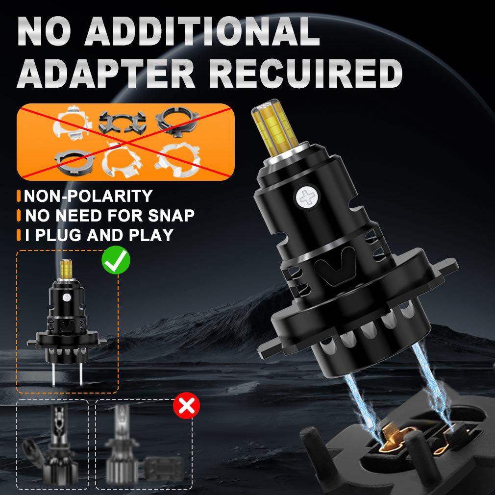 2Pcs 3D LED H7 Headlight Bulbs Canbus No Errors 6 Sided 1:1 Super 360 H7 Plug and Play Mini HeadLamp Size Wireless with Fan CSP Turbo Lamp 6000K 12V