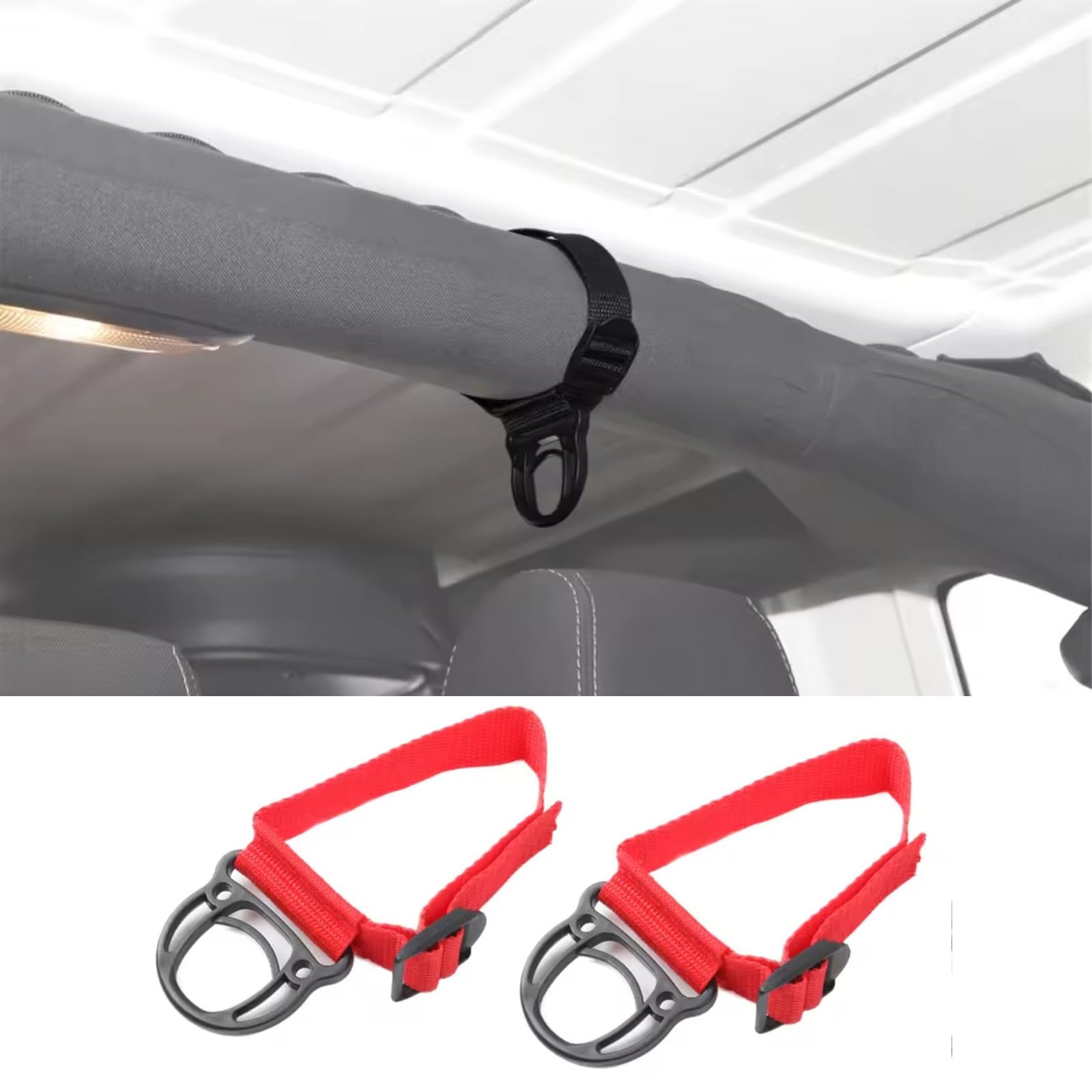 

Hanger Hooks for Roll Bars, Set of 2, Car Storage Hooks, Hanging, Increases Storage Capacity, Convenient Goods (Red)