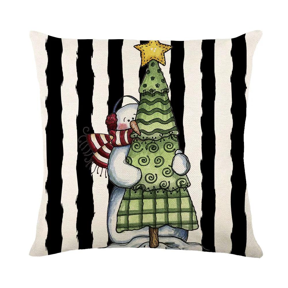 24 Year New Christmas Theme Home Linen Printed Pillow Cover, Holiday Car Pillow, Sofa Pillow, Cushion