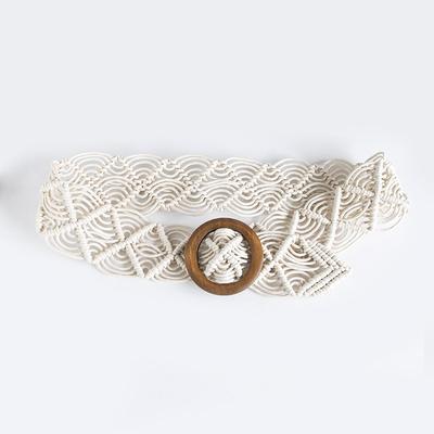 Pure Handmade Wax Rope Weaving Retro Ethnic Style Women's Wide Waist Seal European and American Women's Dress Versatile Hollow Belt