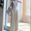 Summer Dopamine V-Neck T-Shirt + High-Waisted Wide-Leg Pants Two-Piece Set