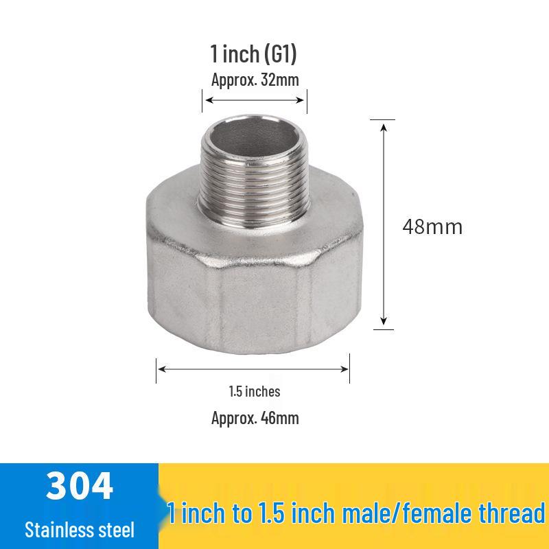 Redutor Rosqueado Vermelho de Aço Inoxidável Espessado Macho/Fêmea: Extensão de Tubo de Água de 6 para 4 Pontos, 25 para 20