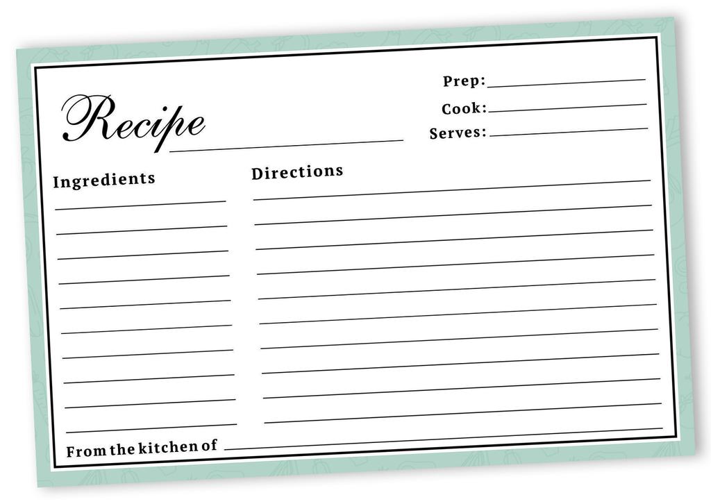 Inkdotpot Recipe Card 6x4 inch Single-Sided Recipe Design Cards Classic Border Recipe Cards Wedding-Bridal Shower-Baby Shower- Pack of
