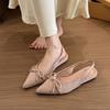 Baotou sandals women's bow pointed Mary Jane single shoes 2025 new one-pedal gentle evening shoes
