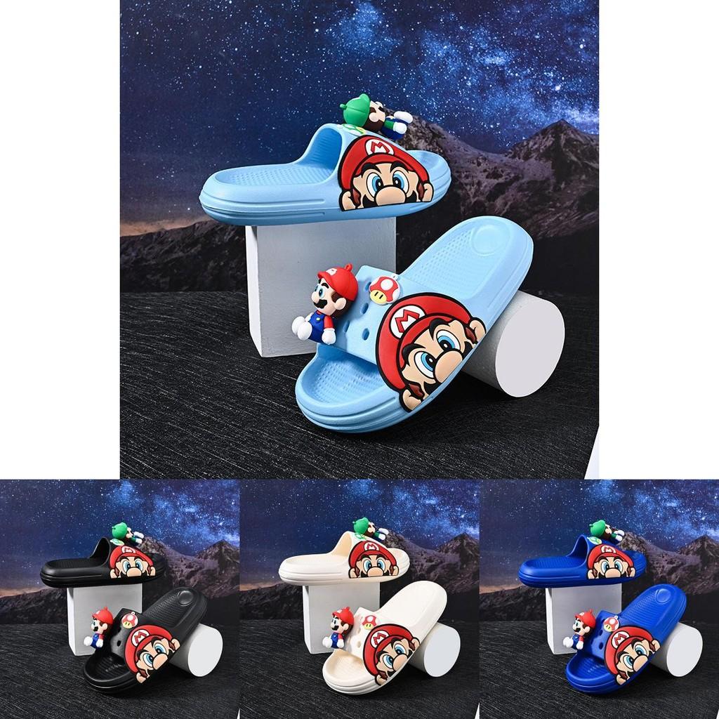 Comfortable Cartoon Mario Boys' Slippers Lightweight Soft Bottom Non-slip Design Perfect For Summer Wear