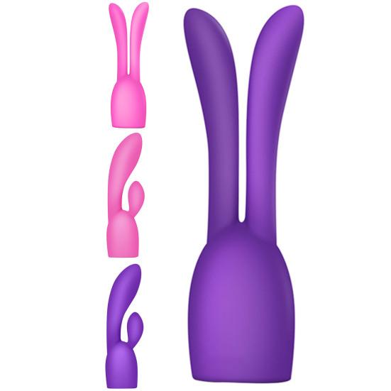 Sleeve Cover Vibrator Massager Rabbit Ear Design Silicone G Spot Vibration Hat for Couple