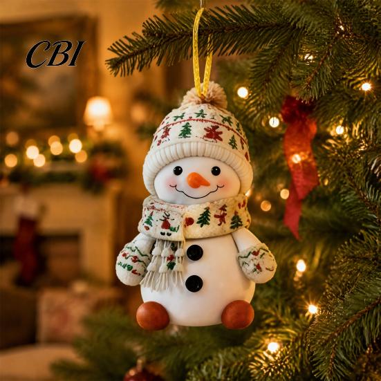 Xmas Tree Hanging Decor Christmas Snowman Ornament, 2D Acrylic Lightweight Pendant, Fade Ornaments Resistant Piece for Holiday Party Festive Gift Tags