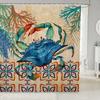 Vibrant Sea Life Watercolor Print Water-Resistant Shower Curtain With Colorful Shells And Fish For Ocean-Themed Bathroom Decor