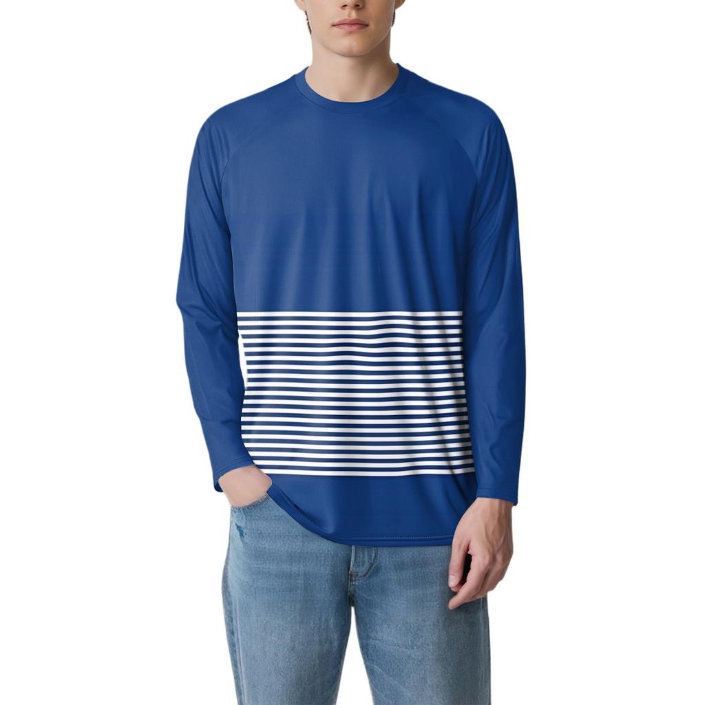 Men's Fashion Printed Raglan Long Sleeve Sports Top