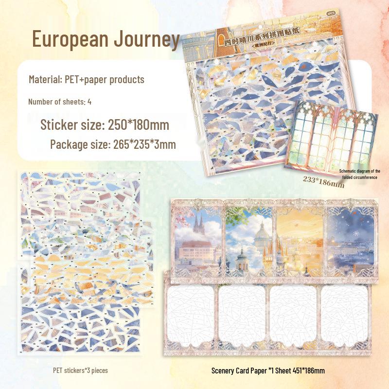

Four Seasons Sunny River Architectural Folding Paper Puzzle Stickers for Creative DIY Journaling and Collage Fun