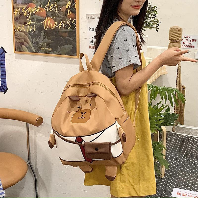 Schoolbag Kapibara Backpack Plush Tote Bag Children's Gift Change Bag Cute Capybara Fashion Cartoon Backpack