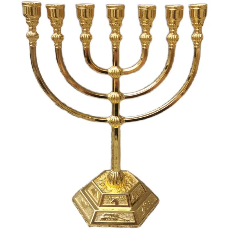 Church Taper Holder Golden Lampstand Je Temple Lamp Home Decoration Metal Judaism Candlestick Candle Holders Candle Holder