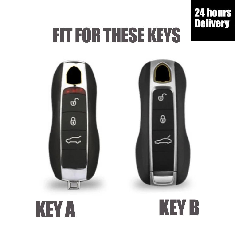 Luxury Leather Car Key Case Cover Key Fob Protective Case Holder for Porsche New Cayenne Panamera 911 992 Taycan Accessories