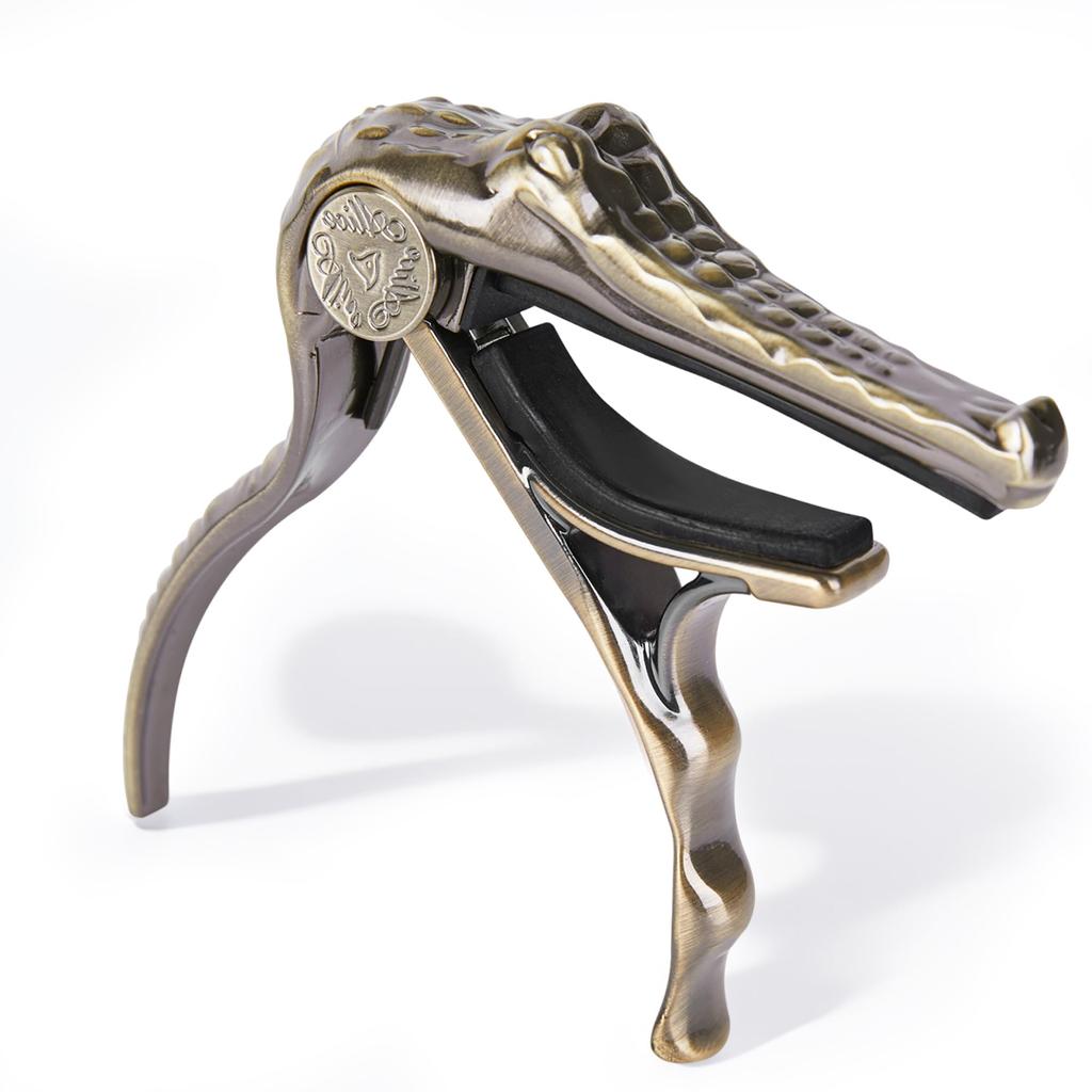 Alice Guitar Bronze Color Crocodile Capo with Upgraded Aluminum Alloy Crocodile Capo, Pads, Material, Design, A007G/BR
