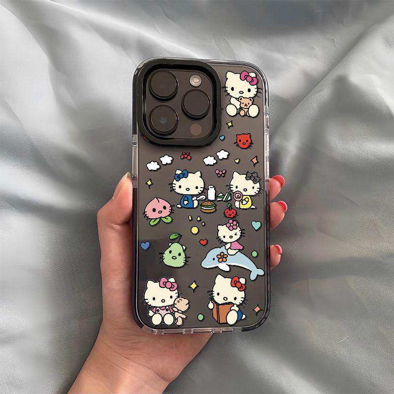 ins full screen kt cat iPhone11/11/11promax mobile phone case 11 two-color 11 transparent black edge xr female x soft