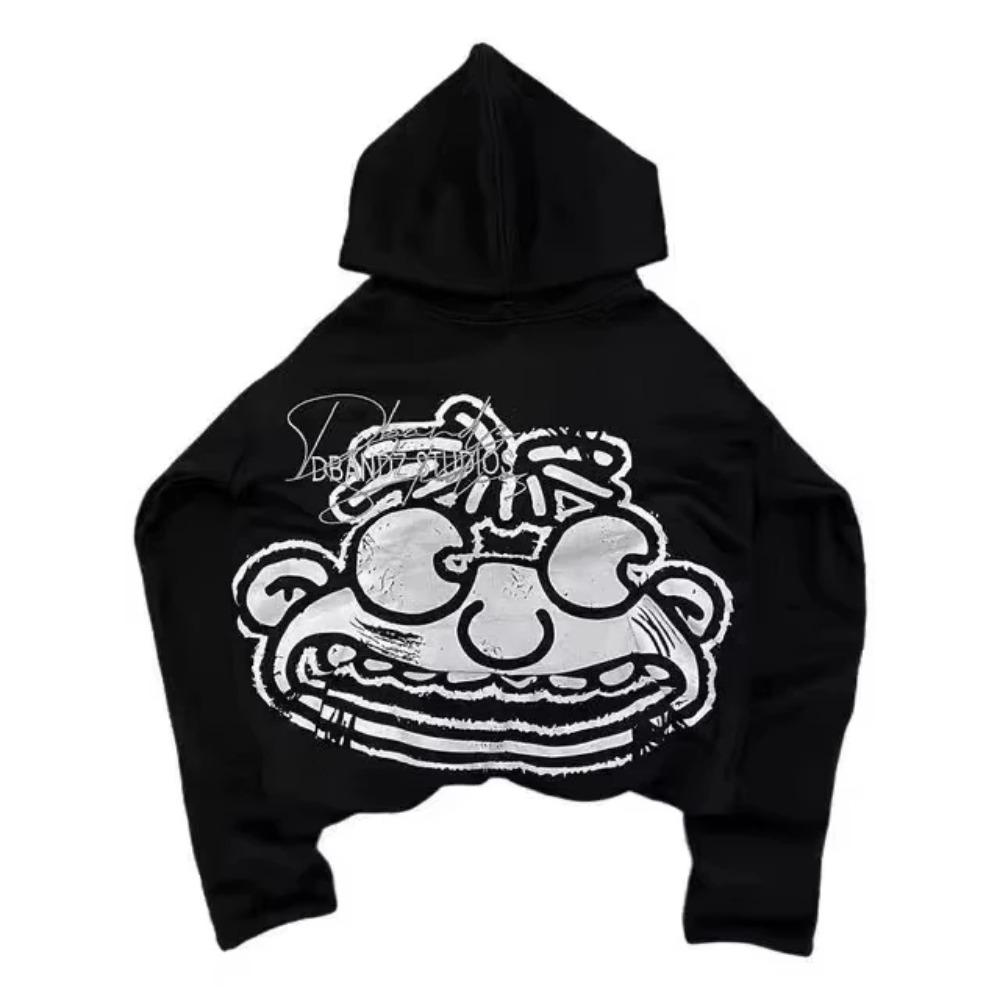 Felpa con cappuccio in cotone gotico hip hop American hip hop Y2K Harajuku Stampa cartone animato Ampia Taglie forti Felpa Uomo e Donna Top