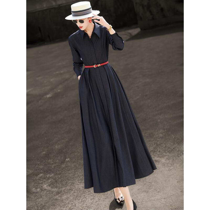 Elegant A-Line Long Sleeve Shirt Dress