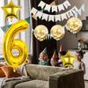 Balloons,12pcs 5th Birthday Party Balloon Decorations Happy Birthday Banner Number 5 Balloon Star Foil Balloon Helium Gold Confetti Balloon Perfect