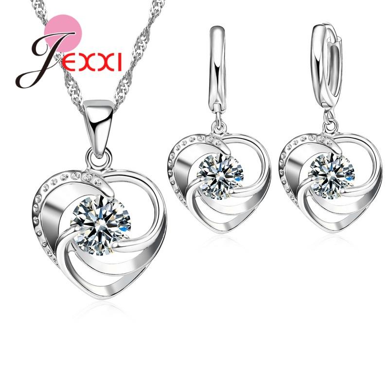 925 Sterling Silver 2023 New Arrival Various Styles Peach Heart Shape Smart Necklace Earrings Jewelry Sets for Women Girls