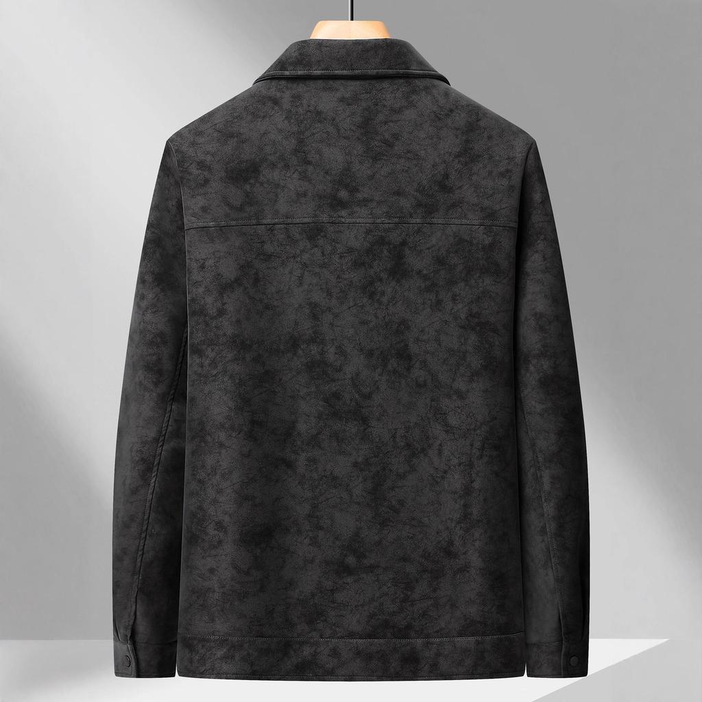 2025 Men's Plus Size Camouflage Leather Down Jacket with Lapel - Trendy Warm Winter Outerwear