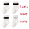 4 Pairs/set Babys Boys Striped Socks Pure Cotton Ribbed Toddler Boys Ankle Socks Pack Soft Kids Accessoies Clothes For 0-5Y Boys
