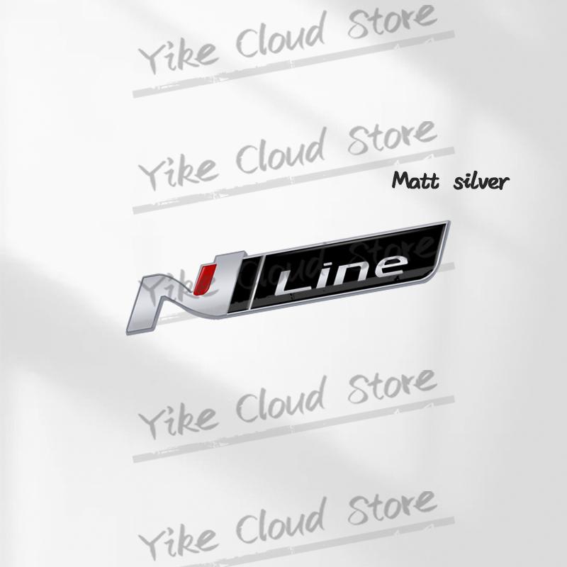 HWCB2 N Line Decoration Emblem Car Styling 3D Sticker Metal Front Hood Grille Badge For Hyundai Kona Tucson Sonata Elantra Veloster