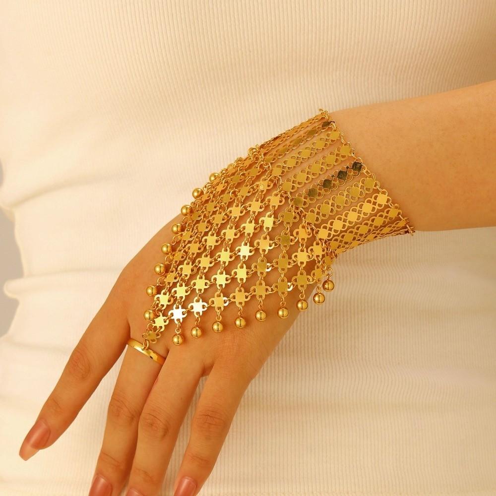 Simple Golden Finger Bracelet Retro Hollow Geometric Pendant  Belly Dance