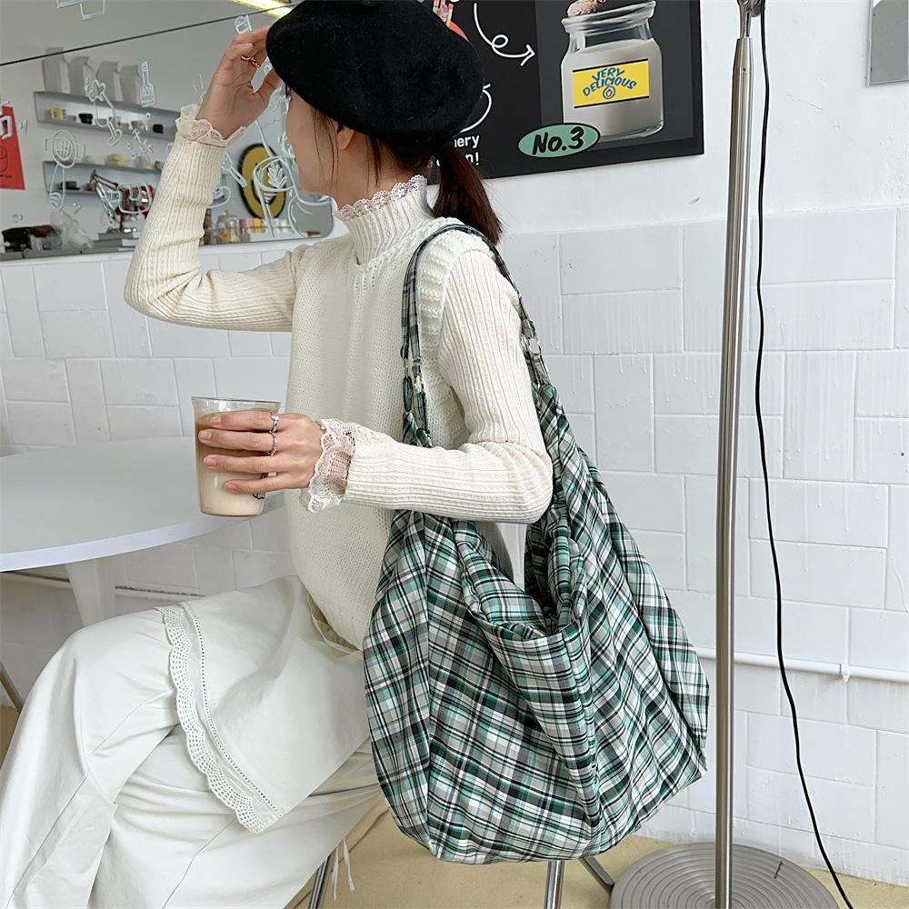 Colorful Plaid Shoulder Bags for Women Large Capacity Portable Ladies Tote Underarm Bag Travel Outdoor Female Casual Handbags