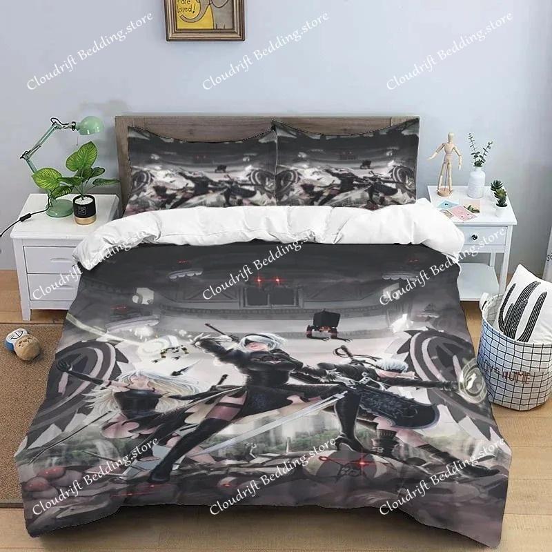 Comic Nier Art Print Three Piece Bedding Set Fashion Article Children or Adults for Beds Quilt Covers Pillowcases Bedding Set