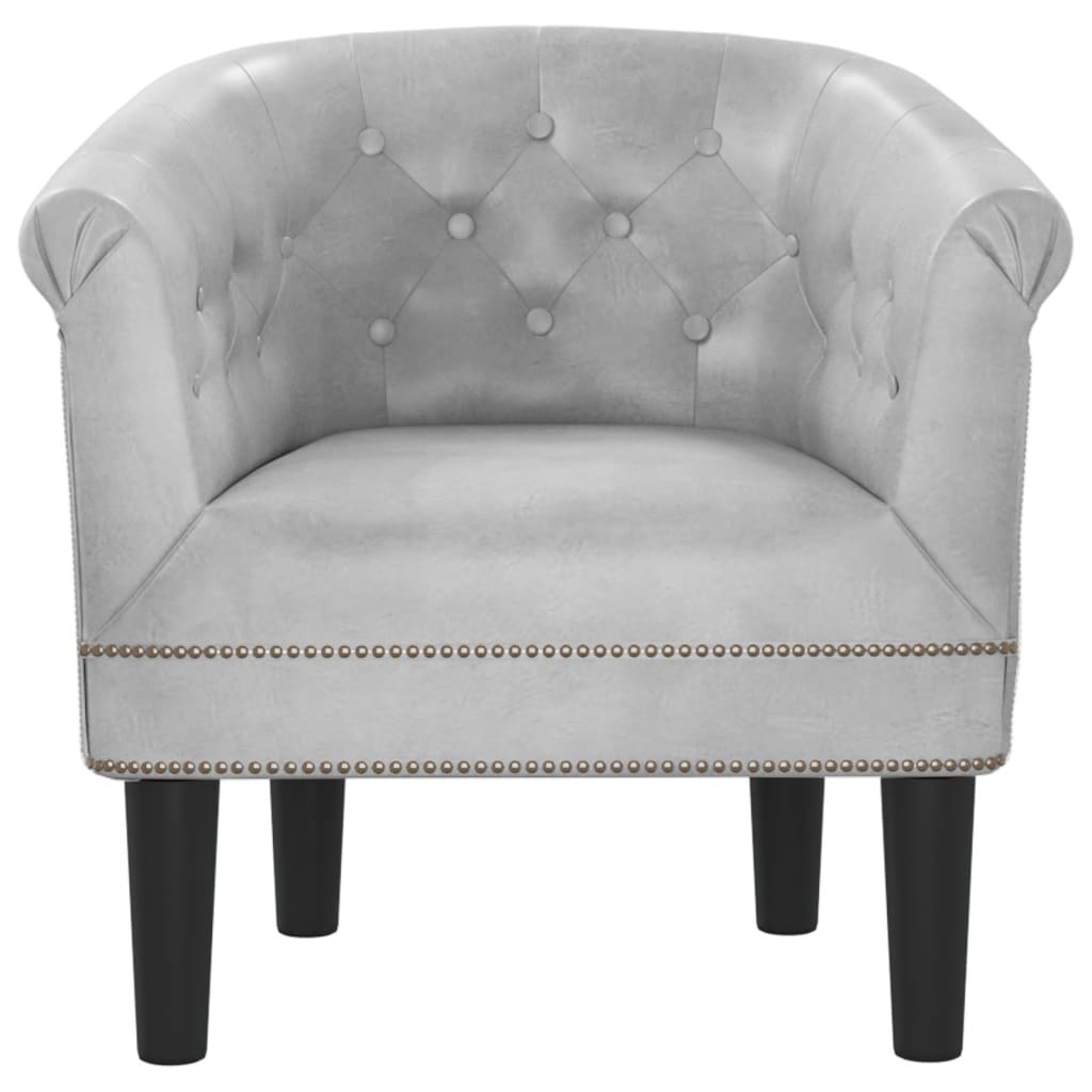Club Chair Silver Faux Leather