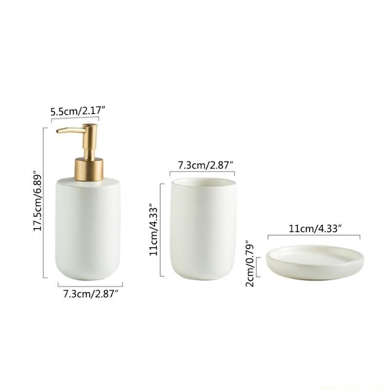 QX2E Farmhouses Washroom Bathroom Storage Accessories Lotion Dispenser Toothbrush Holder Soap Dish Bottle Cup