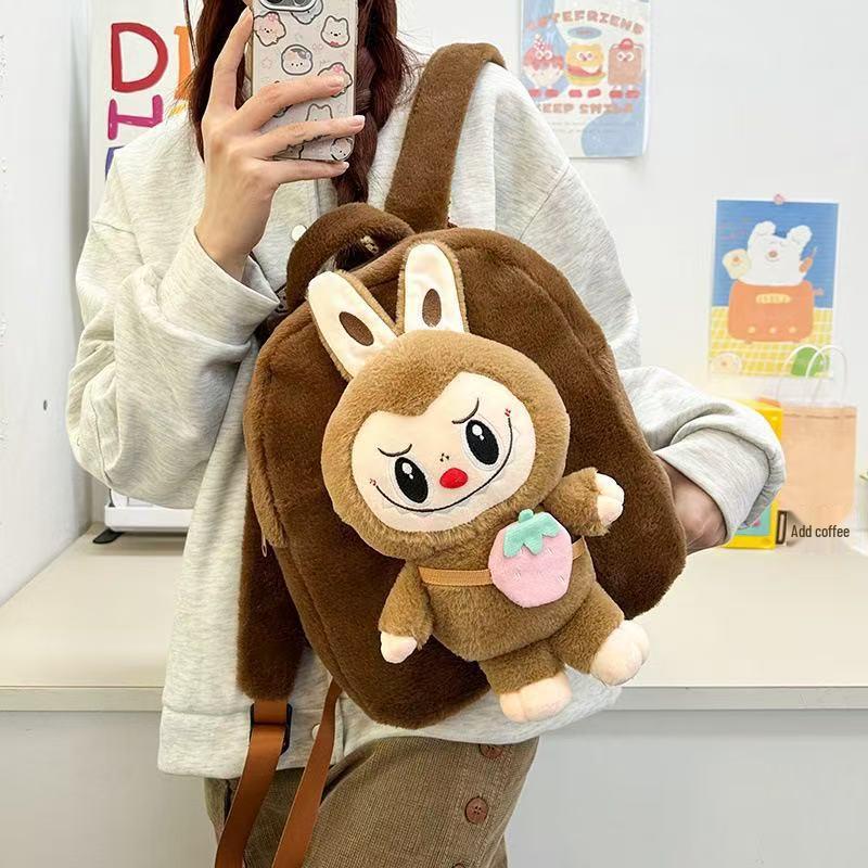 Jucărie de pluș Labubu Rucsac de iarnă și geantă crossbody - Ghiozdan drăguț