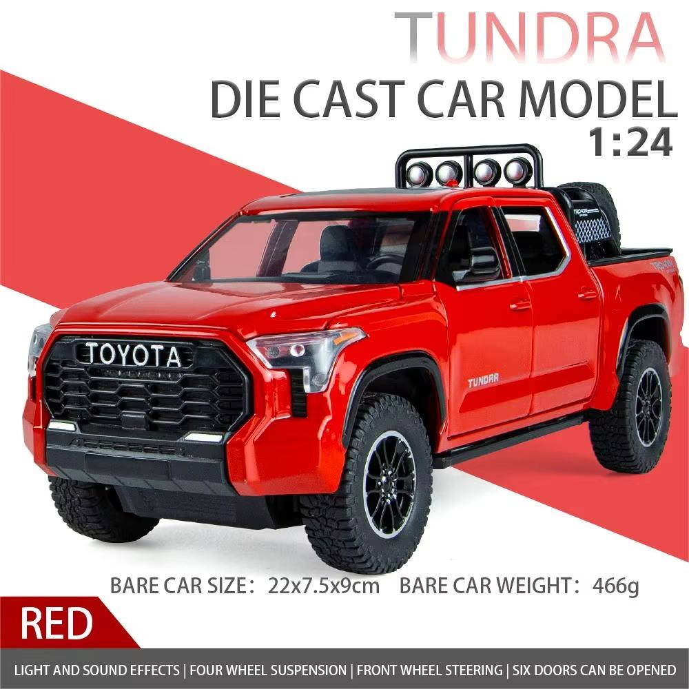 2024 New Simulation 1:24 Scale Toyota TRD Pro Off Road Car Model Metal Diecast Pickup Truck Toys Vehicles for Kids Boys Sound and Light