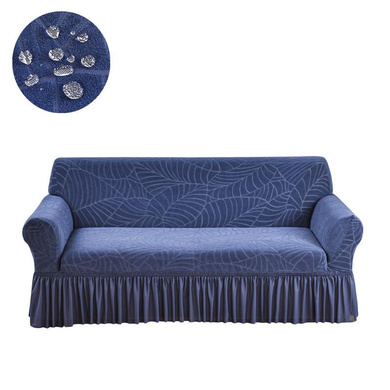 

Waterproof Stretch Sofa Skirt Covers, Breathable Couch Covers, Adjustable Elastic Slipcovers for Living Room, Hotel, 1Pc 4 seater(235-300cm) темно-синий