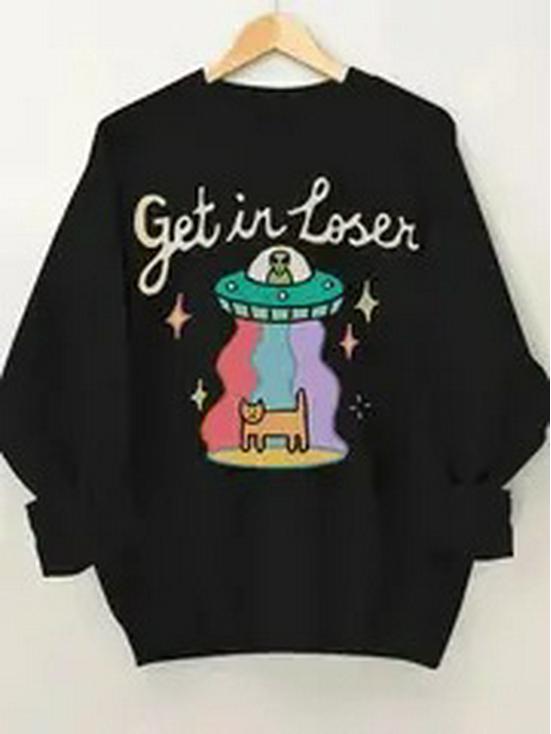 

Женский свитер с принтом, с круглым вырезом, европейский и американский стиль, 2024 2XL чёрный