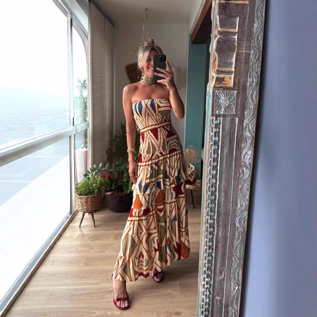 Summer Women's Retro Bohemian-style Printed Halter Dress