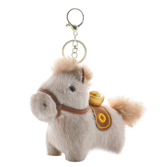 2026 Year of The Horse Plush Cartoon Yuanbao Pony Keychain Pendant Kawaii Horse Figurine Desktop Ornament Cute Backpack Decoration Gift
