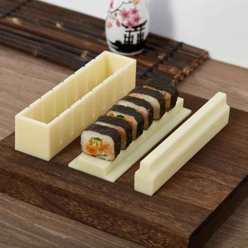 Sushi Maker Equipment Kit Plastic Sushi Rolls Mold Round Square Heart-shaped Sushi Making Tools Cake Roll Mold Kitchen Tools
