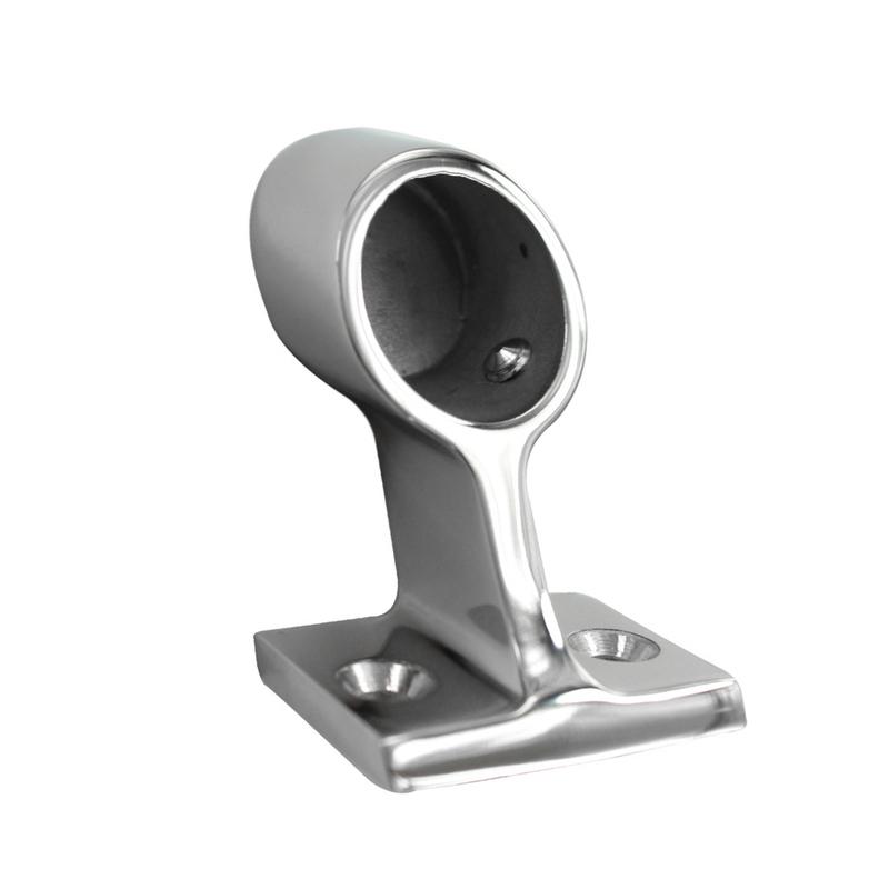 2Pcs Silver 316 Stainless Steel Marine Boat 7/8" 22mm 60 Degree Front Base Stanchion Hand Rail Fitting
